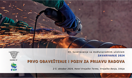 33. Savetovanje ZAVARIVANJE 2024 – Prvo obaveštenje i poziv za prijavu radova