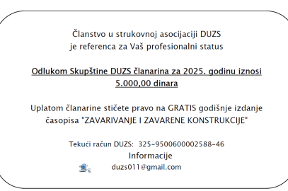 Clanstvo u strukovnoj asocijaciji DUZS 2025